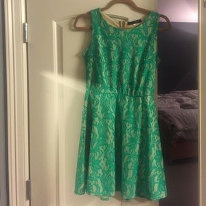 Aqua color lace dress with zipper up the back