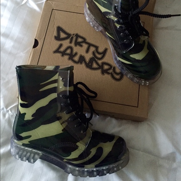 Army green camouflage clear combat boots