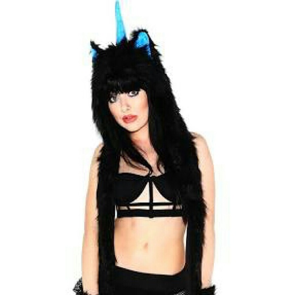 iHeartRaves Black Unicorn Animal Hat