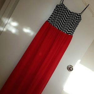 Coral & Chevron Maxi dress