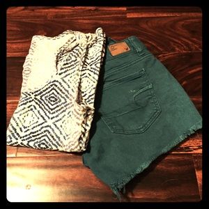 American Eagle distressed turquoise Jean shorts