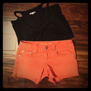 American Eagle distressed orange Jean shorts