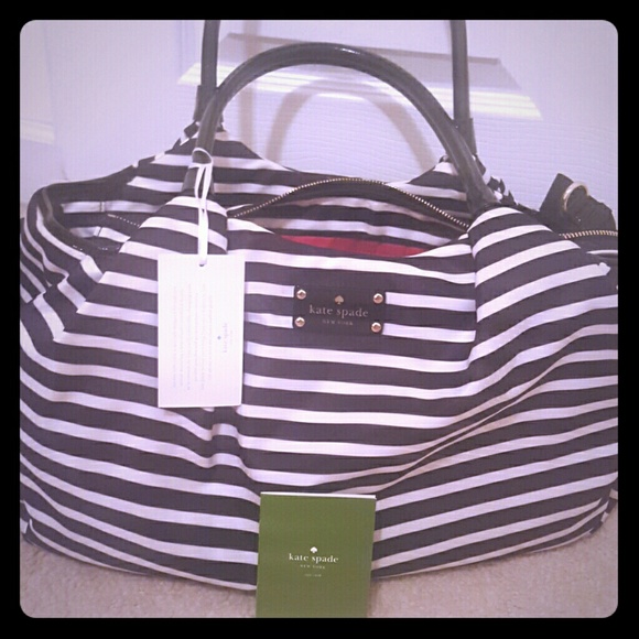 Kate Spade Black and White Stripe Diaper Bag