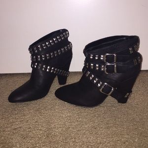 Studded leather ankle boots
