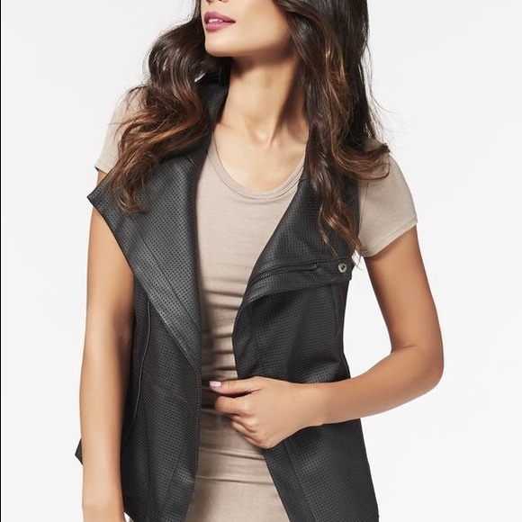 NWT Black faux leather vest