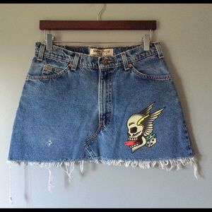 Vintage Levis Skirt Sailor Jerry Rockabilly Denim