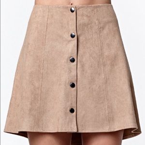 Kendall & Kylie Faux Suede Button Skirt