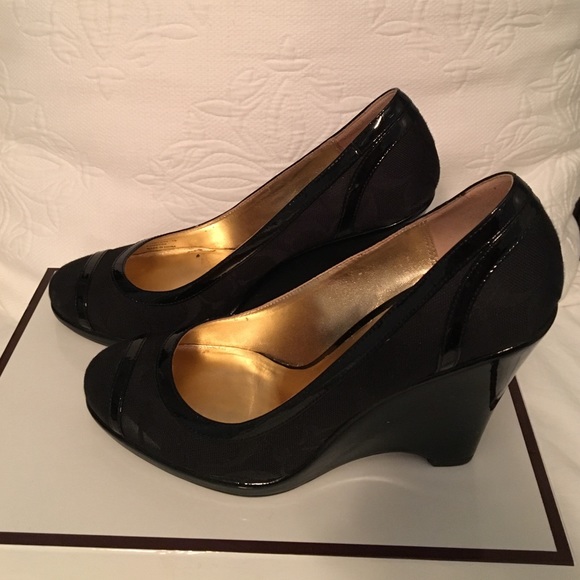 COACH black wedges