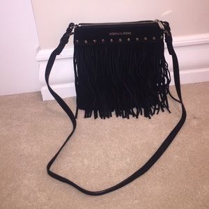 Black fringe never used Michael Kors crossbody