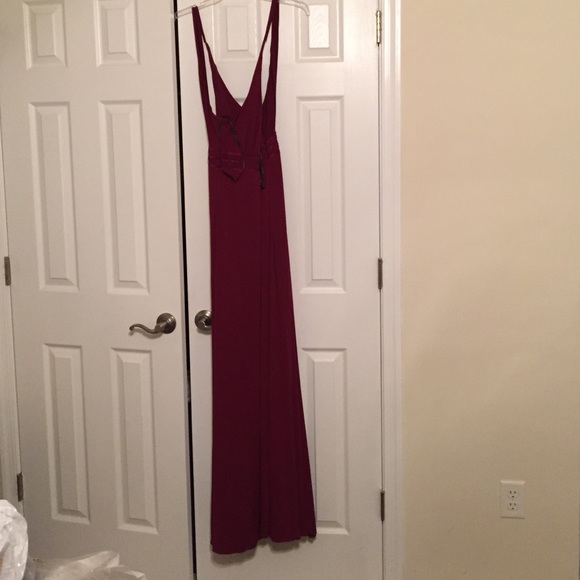 Calvin Klein maxi gown in wine - Picture 1 of 4