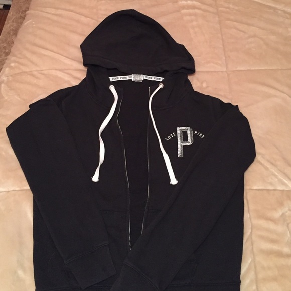Black zip up PINK hoodie