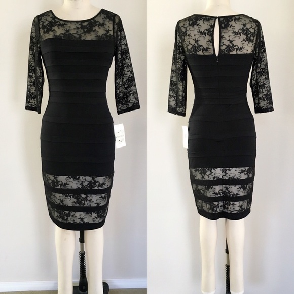 Sangria Dresses & Skirts - Sangria Black Lace Sheath Dress- Size 6