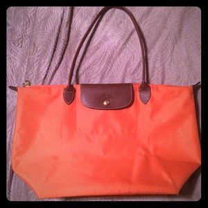 1 day Sale! Longchamp Orange Le Pliage Large Tote