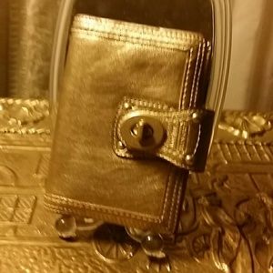 Vintage gold leather coach sm day planner