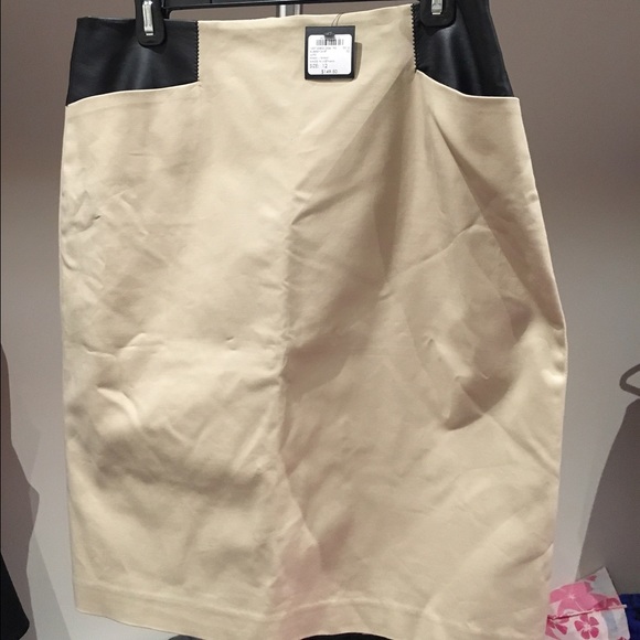 Club Monaco Khaki Leather Pencil Skirt
