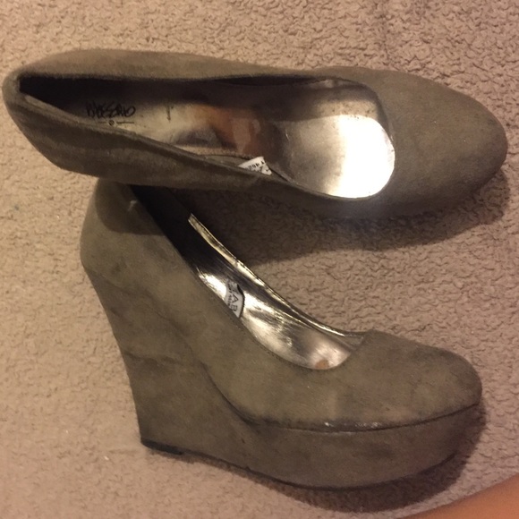 Grey suede wedges