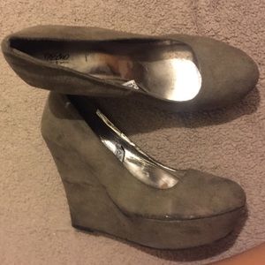 Grey suede wedges