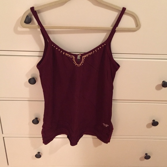 Burgundy top with beading