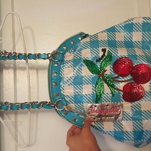 Betsey Johnson checkered cherry shoulder bag
