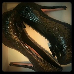 Black sparkle heels