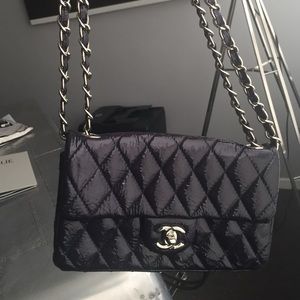 Chanel Patent Leather Mini Navy Handbag