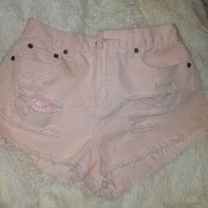 LIGHT PINK HIGH WAISTED SHORTS