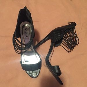 Black strap heels