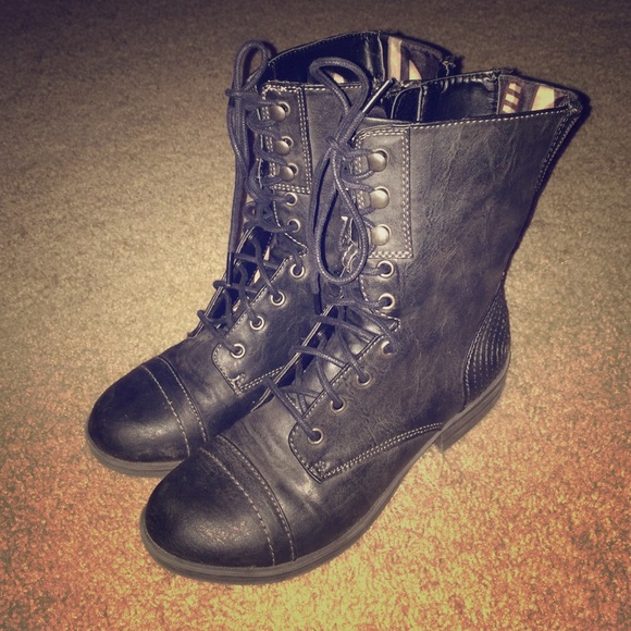 Black combat boots