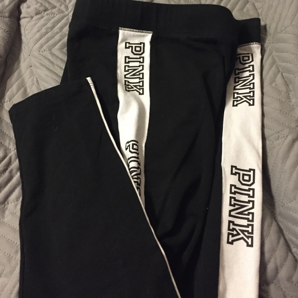 PINK Victoria's Secret Pants - Black legging with white strip down side