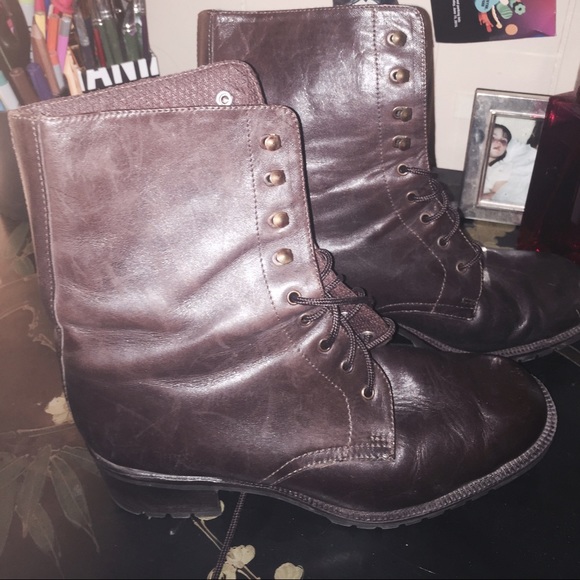 Brown leather boots
