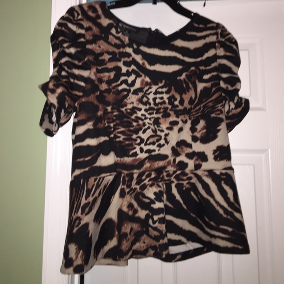 Animal print peplum top by INC