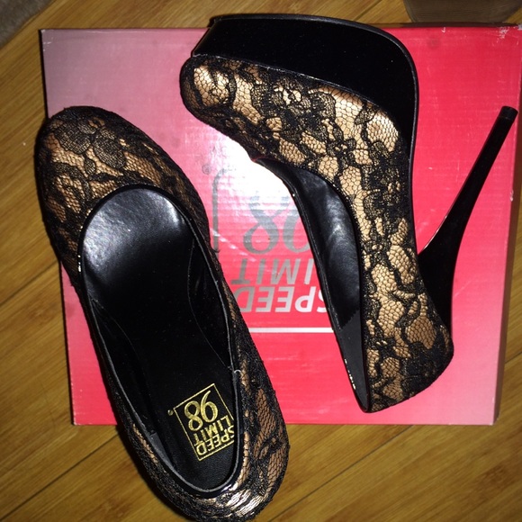 Lace platform heels