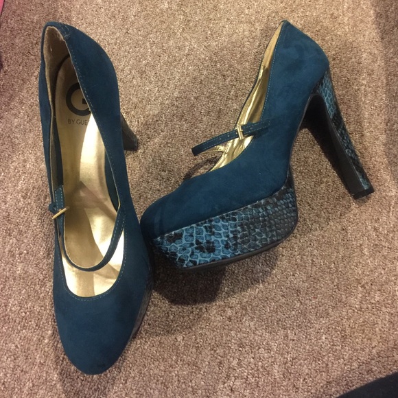 Guess Teal and Snakeskin Mary Jane