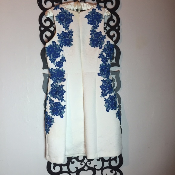 Ivy & Blu Dresses - White Dress with Blue Detail Ivy & Blu Dresses - White Dress with Blue Detail