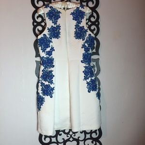 Ivy & Blu Dresses - White Dress with Blue Detail Ivy & Blu Dresses - White Dress with Blue Detail
