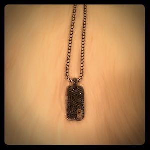 David Yurman Black Diamond Dog Tag Neckace