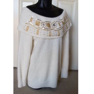 Vintage Sweaters - Off Shoulder Boatneck Sweater Longsleeve Holiday Vintage Sweaters - Off Shoulder Boatneck Sweater Longsleeve Holiday