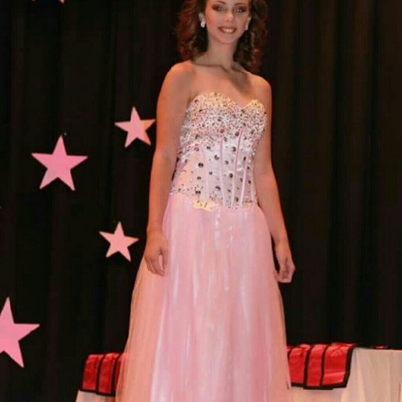 Pink formal pageant prom dress