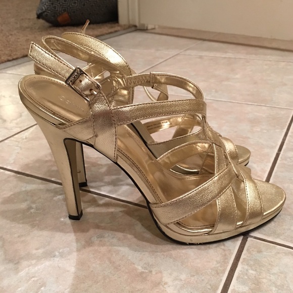 Calvin Klein Strappy Gold Heels