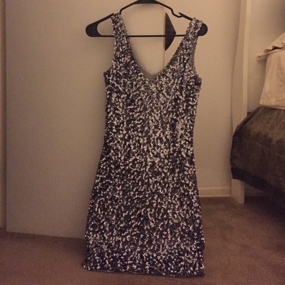 Silver sequence cocktail dress