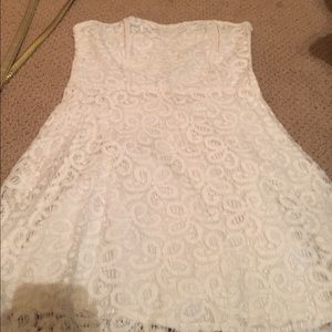Beautiful white lace strapless dress
