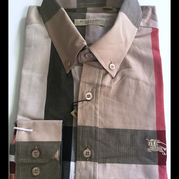 NWT Burberry long sleeve slim fit men shirt Sz XL