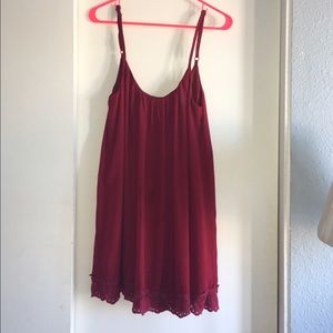 Red Tobi Shift Dress with Lace Hem