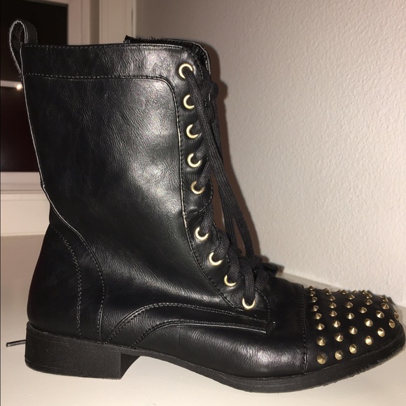 black boots with gold studs