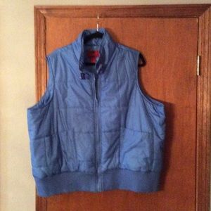 Blue sleeveless ski jacket