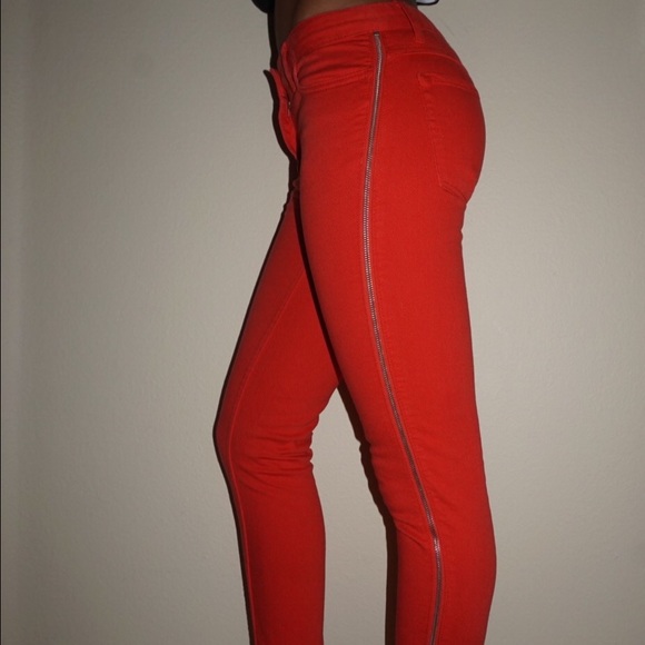 Red Sandro Jeans-Papaye Zip Outseam crop jeans