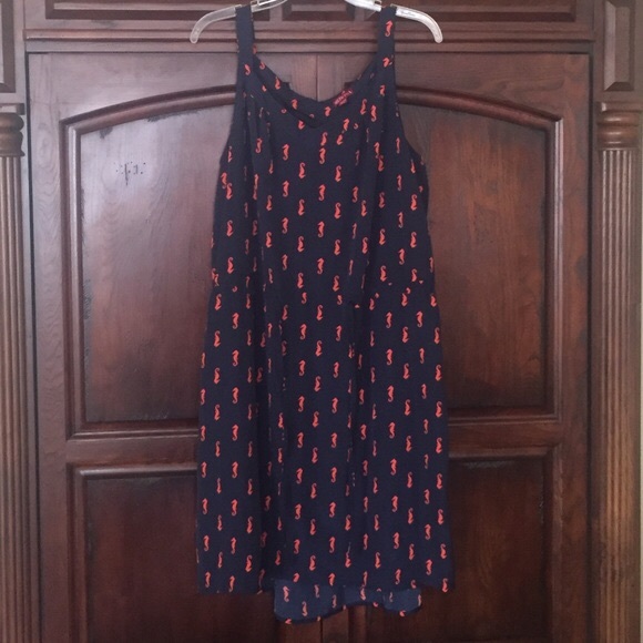 Navy and orange seahorse dress