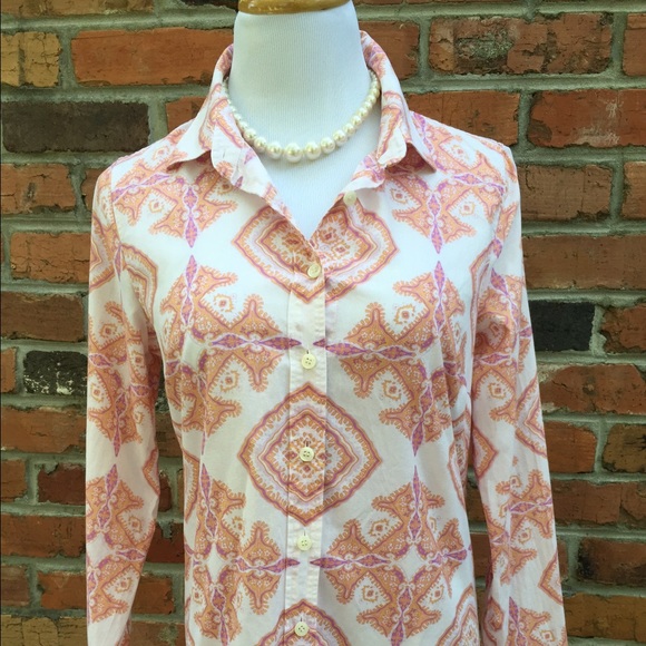 J Crew Orchid and Coral "The Perfect Shirt" Small