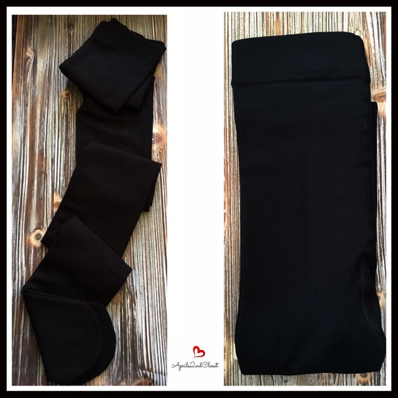 BLACK FLEECE LINED TIGHTS COZY FOOTED TIGHTS A3C - Picture 8 of 14