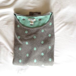 Grey & Mint Polkadot Crew Neck Sweater